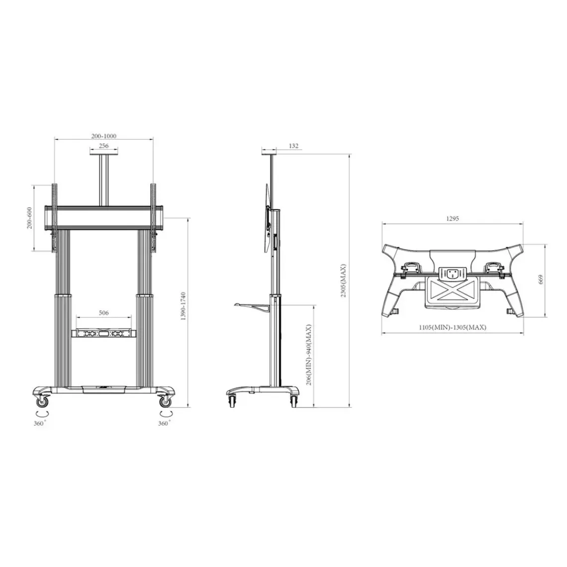DPJ Workspace Bildschirm-Stativ Floorstand Dual Pillar 180 HD