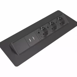 DPJ Workspace Einbausteckdose Axessline QuickBox - 3 Steckdosen, 2 USB-A