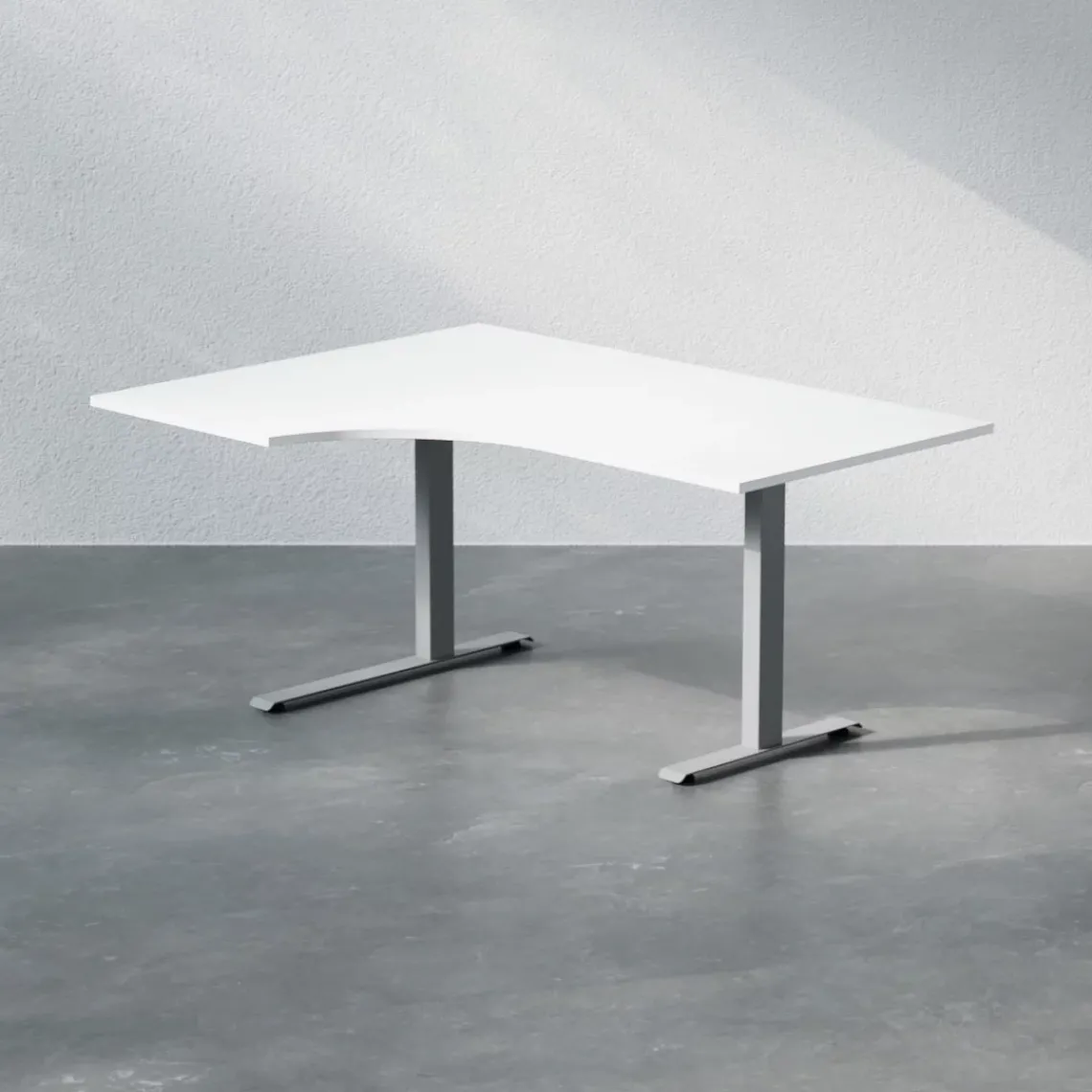 DPJ Workspace Fester Schreibtisch mit geschwungener Platte