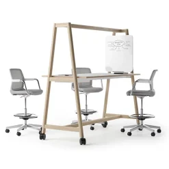 DPJ Workspace Hoher Projekttisch Nova Wood - Auf Rädern, HPL Tischplatte