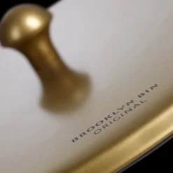 DPJ Workspace Mülleimer Brooklyn Bin Single - Gold, Deckel mit Knauf